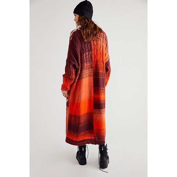 Free People Flurry Wool Cardi Sweater Duster Kimono Cider Combo $328 - Picture 4 of 5